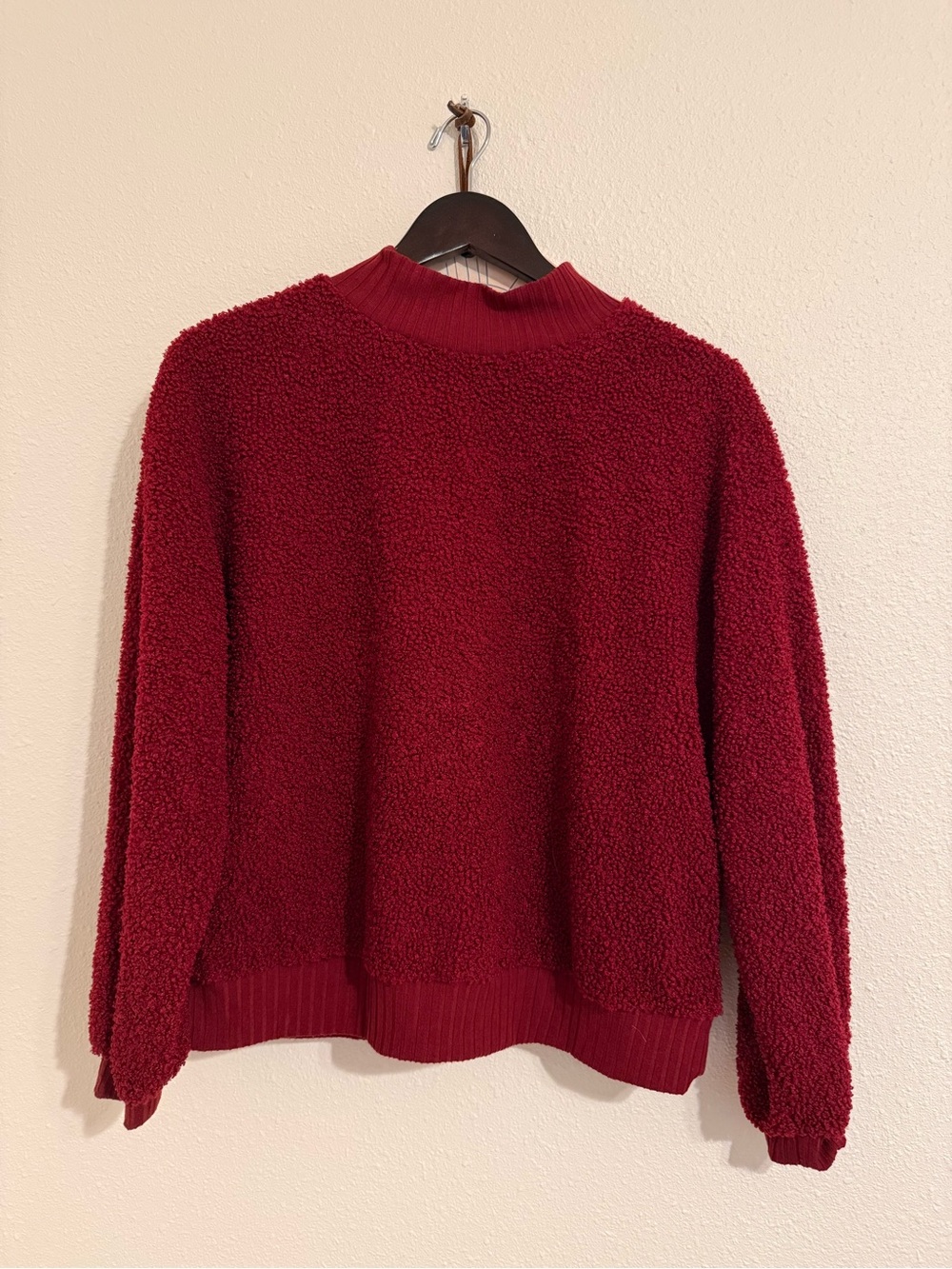 Anthropologie Plush Dark Red Mockneck Sweater